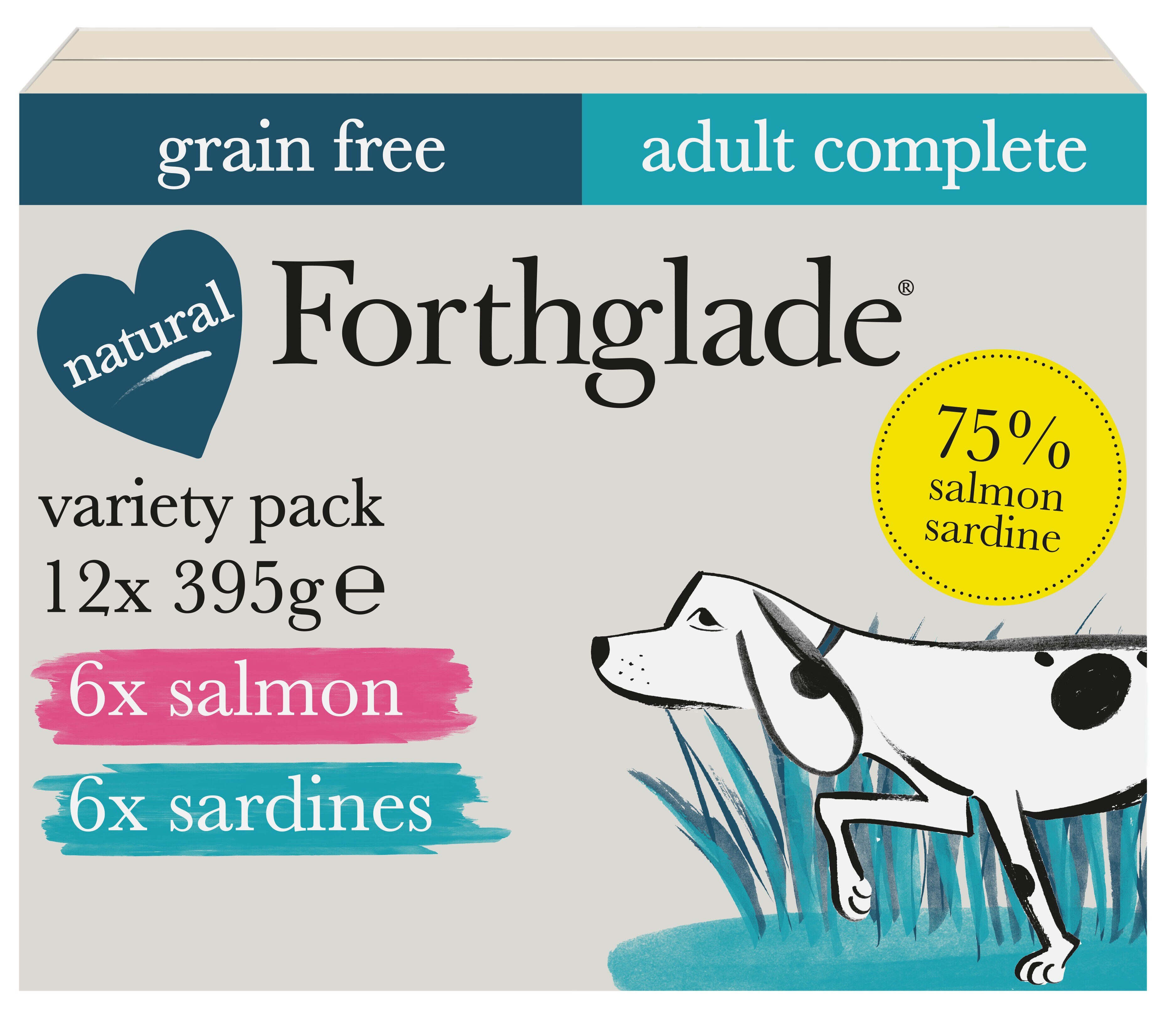 Forthglade Forthglade Grain Free Salmon Sardine Whitefish pet food packaging